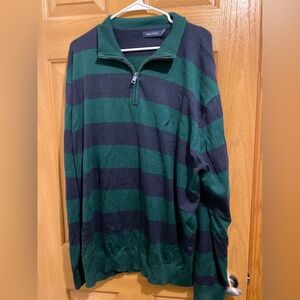 Nautica Striped Crewneck Sweater in Green and Black
